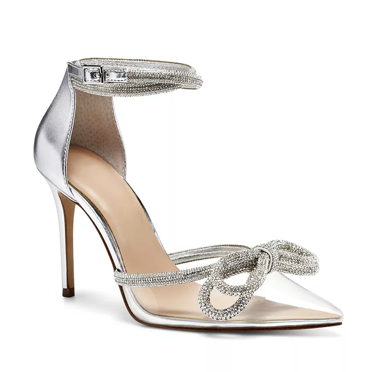Women Wedding Crystal Bow with diamond high-heeled sandals